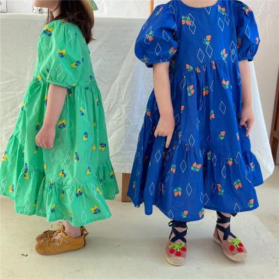 China 2022 Summer Kids Girls Child Dress Cotton Sustainable Floral Wear for sale