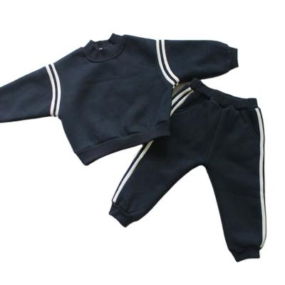 China Wholesale Casual Winter Children's Clothing Sets Kids Suits Boys And Girls Shear Sports Sweater Casual Striped Pants Two Piece Set for sale