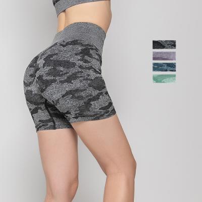 China 2021 Simple Breathable Sporty Running Fitness Workout Women's Gym Shorts Hot Camouflage Women Belly Sports Yoga Shorts for sale