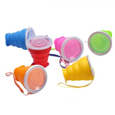 China High Quality Custom Stocked Logo Silicone Folding Cup Easy Take Out Portable Cup Outdoor Riser Bottles for sale