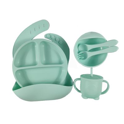 China BPA Free Split Feeding Food Bowl Silicone Baby Dish Kid Dinner Suction Baby Silicone Tableware Dish Bowl Set With Lid for sale