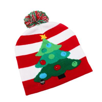 China Kintted Christmas Decoration Supplies with Instant Funny Kids Knitted Colorful LED Santa Hats for sale