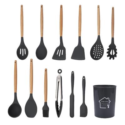 China Stocked Cookware Sets 16PCS Premium Spatula Set With Stainless Steel Handle Kitchen Tools Spatula Spoons for sale