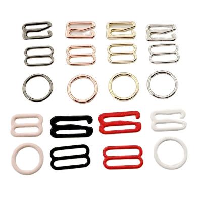 China Eco-friendly nickel free backing plated swimwear elastic buckle bra ring hooks and strap adjuster slider for sale