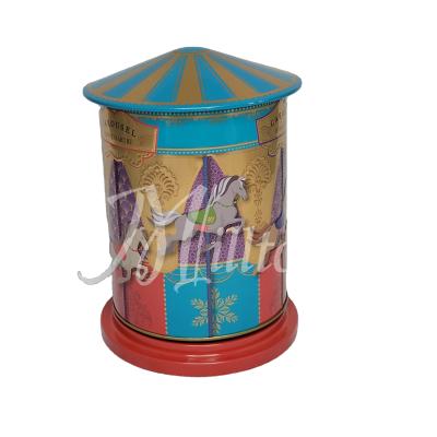 China New Design Happy-Go-Around Food Carousel Tin Box Music Box for sale