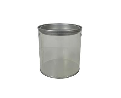 China Gift & Craft Round Plastic Tin Box With Metal Handle Transparent PVC Box (Ai-014) for sale