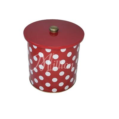 China Large Round Food Tin With Button Cookie Tin Box for sale