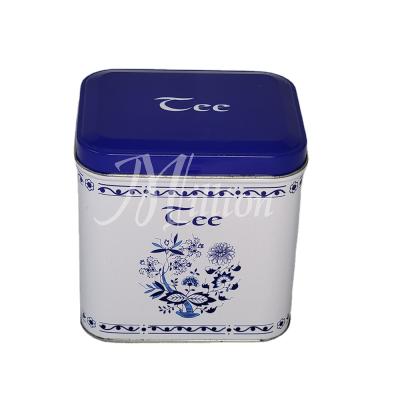 China Rectangular Food Tea Tin With Hinge Tea Storage Metal Tin for sale