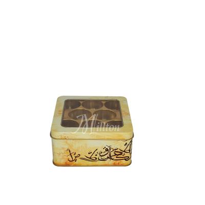 China Food Square Tin With PVC Window Cookie Tin Box for sale