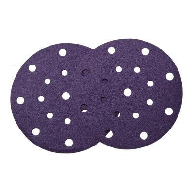 China High Yield 100pcs/box 150mm 17 Hole Disc Purple Ceramic Abrasive Sanding Emery Paper For Automotive for sale