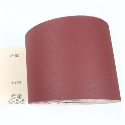 China Sand Paper Roll Factory 100mmx50Meter Grit80 Grit40 Aluminum Oxide Emery Paper Rolls E-weight Paper Base Red Grinding Wood Rolls for sale