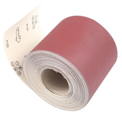 China Sandpaper Factory 100mmx99Meter Aluminum Oxide Emery Paper Rolls E-weight Paper Core Red Leather Core Grinding Rolls for sale