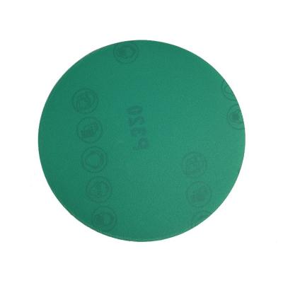 China Sharpness 150mm Green Color 6inch Polyester Film Hook And Loop Sanding Discs Waterproof Sanding Papers For Automotive for sale