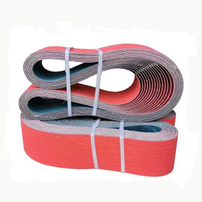 China Size 2*83inch Durable Ceramic Coated Abrasive Y-Cloth Sanding Belt For Grinding Hard Material Casting for sale