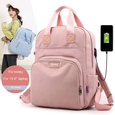 China With Yunyang USB School Laptop Bag Waterproof Nylon Backpack Women USB Charging Trolley for sale