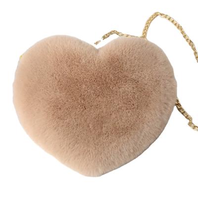 China Fashion Cute Custom Love Shape Girls Women Furry Female Heart Cross Over Casual Handbag Purses For Ladies for sale