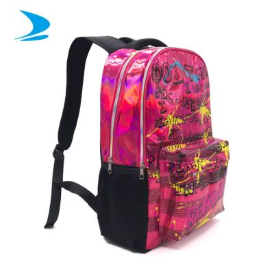 China Popular Waterproof Polyester Shiny Fabric Printed Funny School Shoulder Bags Female Student Backpacks For High School Girl Manufacturer University for sale