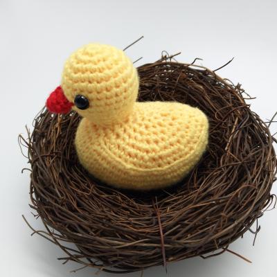 China Stocked Custom Crochet Amigurumi Doll Chat Animals Yellow Crochet Duck Toys Handmade Baby Doll for sale