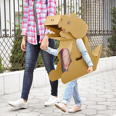 China Children's Cardboard Box Tyrannosaurus Rex Creative Family Handmade DIY Paper Colorful Carrying Toys for sale