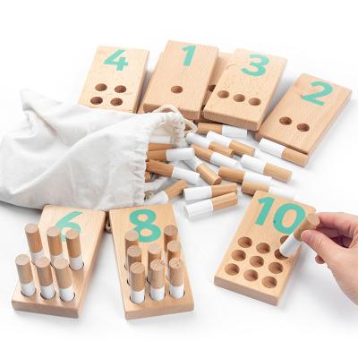 China Amazon Hot Sale Wooden Kids Montessori Number Wooden Math Teaching Aid Learning Counting Early Educational Board Game Toys for sale