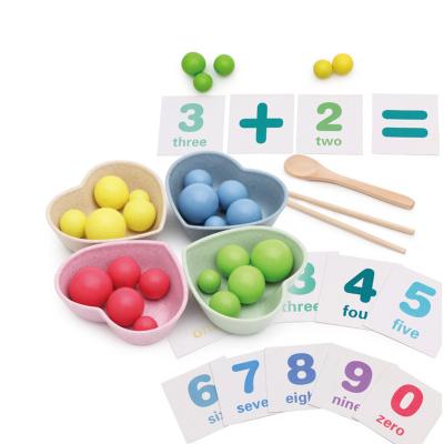 China Hot Sale Developing Intelligence Kids Math Toys Colorful Beads Chopsticks Cut Beans Wooden Montessori Toys Early Educational Toy for sale