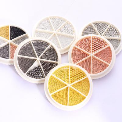 China 2021 Hot Selling Finger Nail Beauty Rose Gold Steel Ball Nail Accessories Decorations Caviar Beads Nail Decoration Set for sale