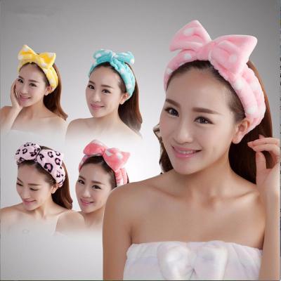 China Nail Polish Brush Headband Make Up Soft Hair Band Head Wrap Big Bow Headband for sale