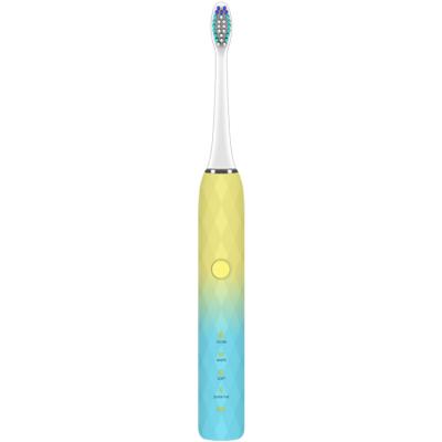 China Direct Deal 4 Mode Frequency Travel Packing Green Gradient Yellow Diamond Pattern Ultrasonic Cleaning Electric Toothbrush for sale