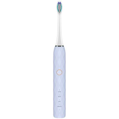 China Factory Wholesale Travel Sonic Diamond Pattern Sky Blue Ultrasonic Electric Toothbrush 4 Frequency Modes Cleaning for sale