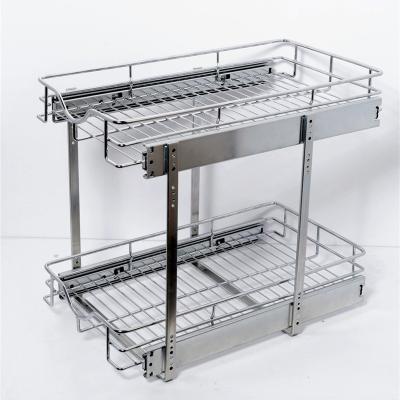 China Kitchen Cabinet Basket American Style Buffet Basket Pull Out Kitchen Shelves Wire Chrome Baskets Cabinet Accessories Drawer Basket for sale