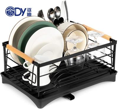 China Amazon Viable Hot Sale Factory Supplied Detachable Black Dish Rack Metal Stainless Steel Kitchen Dish Drying Rack for sale