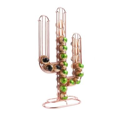 China Modern Fashion Design Coffee Capsules Holder Capsule Storage Holder Metal Wire Cactus Coffee Rack for sale