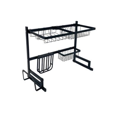 China China Factory Workable 2 Tier Stainless Steel Kitchen Storage Shelf Multifunctional Position Dish Rack Above Sink for sale