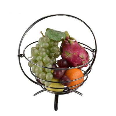 China Viable Kitchen Storage Baskets Stand Foldable Steel Wire Bowl Basket Metal Fruit Basket Detachable Fruit Rack for sale