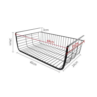 China Folding Grid Wire Bin Basket Metal Under Shelf Storage Hanging Basket For Pantry Organizer for sale