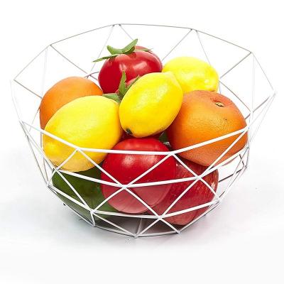 China Creative Viable Geometry Fruit Basket Iron Macrame Fruit Basket Countertop Metal Wire Fruit Basket for sale