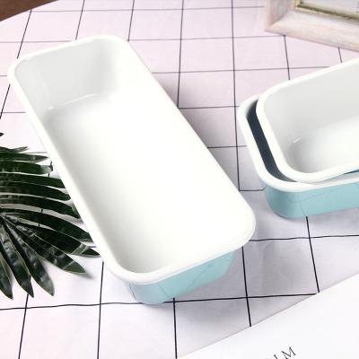 China Viable Customize Color Enamel Bakeware Baking Pan Non-Stick Rectangle Bread Pan Mold for sale