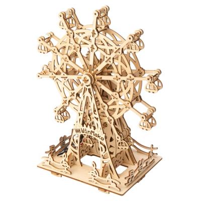 China Cartoon Wooden Toy Ferris Wheel Puzzle Adults Gear Toy 3d Puzzle DIY Toy for sale