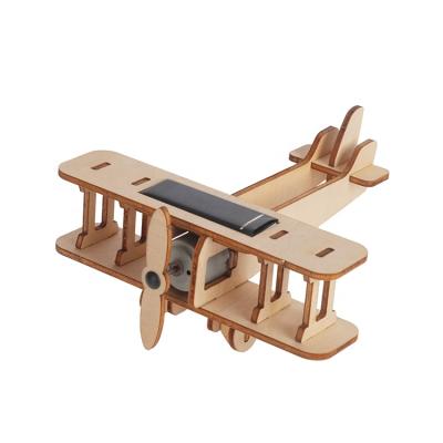 China 100% Eco-friendly Wooden Toys Children Educational Solar Plane Toys for sale