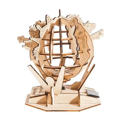 China Solar Powered Races Using Globe Solar Powered Laser Cut Stand Up 3d Puzzles Educational Wooden Toys Gifts Kids Learning Science Toy for sale