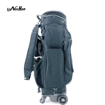 China 2020 sport team new design factory direct nylon golf bags with 4 way wheels for sale