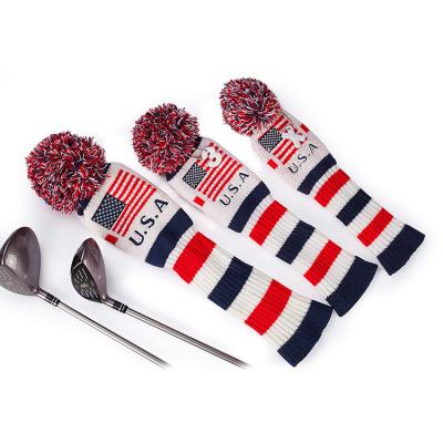 China Creativity Design Golf Club Pattern Knitted Material Wooden Poles Head Covers HD-017# for sale