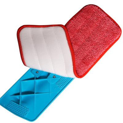 China Viable Dark Blue Green Blue Green Microfiber Mop Pad Trapezoid 42*14cm Red Fiber Pad Flat Mop Pad 1442 for sale