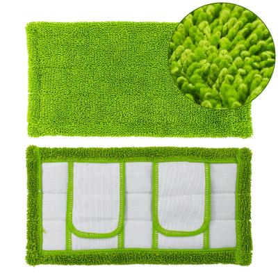 China Sustainable Green Reusable Machine Washable Floor Microfiber Mop Pads Fits Swiffer Sweepers Mops Refill With Straps for sale