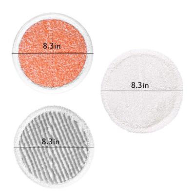 China Latest Sustainable Newcomer Design 21cm White/Grey/Orange Round Microfiber Round Mop Washable Reusable Rubbing Pads for sale