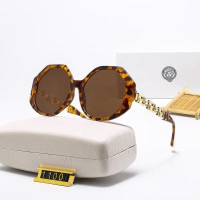 China 1100 Fashion Sunglasses Brand Women Leopard Print Style New Retro Vintage Luxury Oversized Ladies Round Sunglass for sale