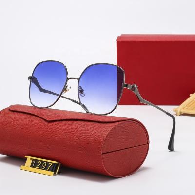 China Fashion Sunglasses 1297 Oversized Sunglasses Logo For Women Sunglasses Custom Made New Fashion Metal Square Frame for sale