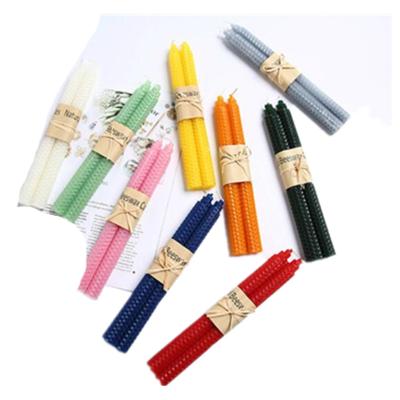 China Eco-Friendly Beeswax Taper Candles Hand-Rolled Honeycomb Candles Rainbow Taper Candles For Romantic Candlelight Dinner Or Everyday Use for sale