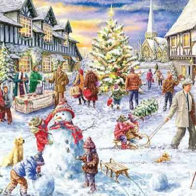 China DIY TOY Wholesale Stock Christmas Custom 1000 Piece Jigsaw Puzzles Christmas Snowman Jigsaw Puzzle Toys for sale