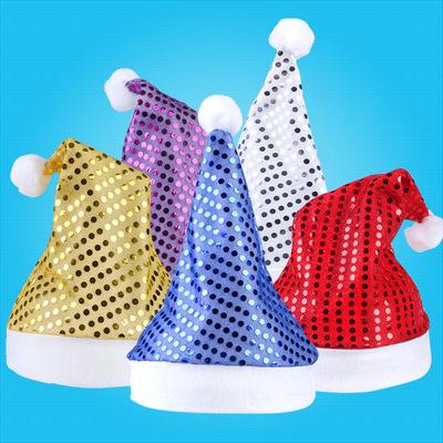 China Kids Toys Christmas Sequin Hat Xmas Hat LED Light Cartoon Santa Hats Adult Christmas Hats For Kids for sale